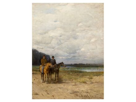 Mészöly Géza: Sétalovaglás (Lovasok a parton), 1882 és 1884