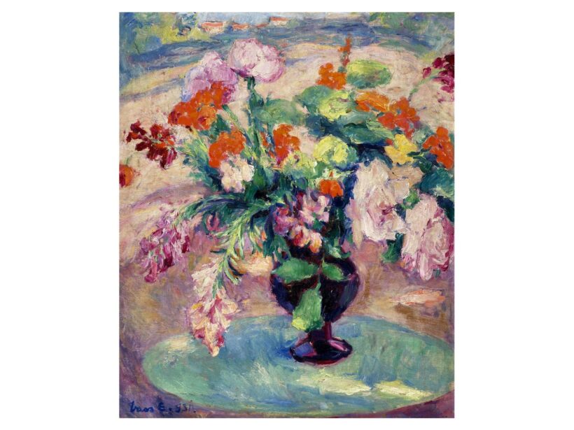 Vass Elemér: Virágok zöld asztalon (Cagnes-sur-Mer), 1931