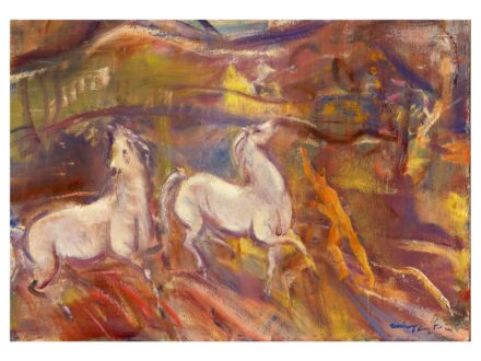 Márffy Ödön: Olasz táj fehér lovakkal (Két fehér ló), 1940 körül