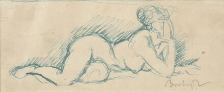 Bortnyik Sándor (1893 - 1976): Könyökén támaszkodó akt, 1950-es évek (ARTE 74/57)