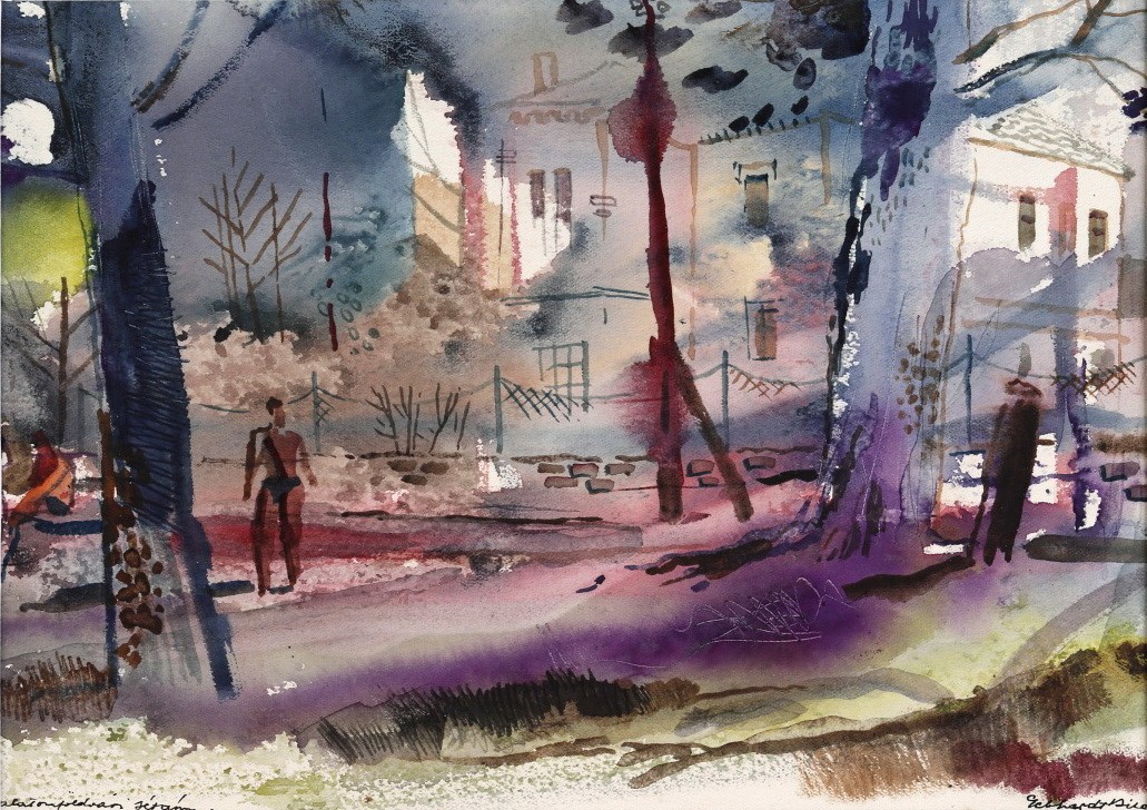 Gebhardt Béla (1901 - 1990): Balatonföldvári sétány, 1950-as évek