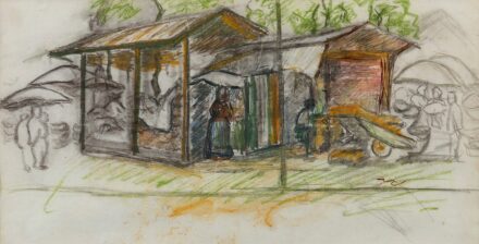 Gráber Margit (1896 - 1993): Piacon, 50-es évek (ajándék a művésztől) (ARTE 29/54).