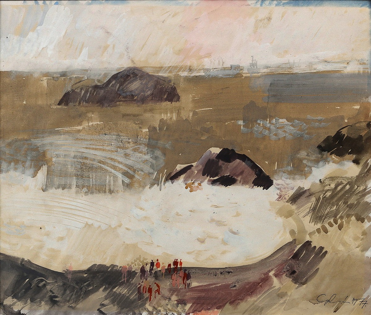Gulyás Dénes (1927 - 2003): Kirándulók a tengerparton, 1977