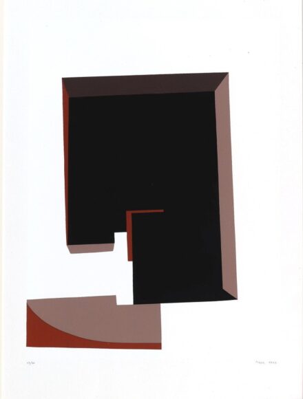 Mark, Anna (1928): Ezüst alapon háromszínű forma, 1990