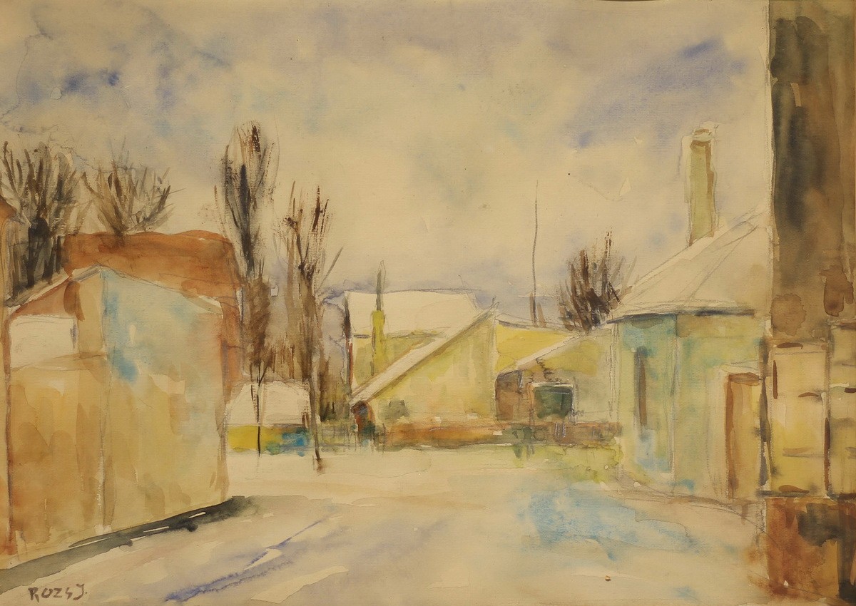 Rozs János (1901 - 1987): Tavaszi utcakép
