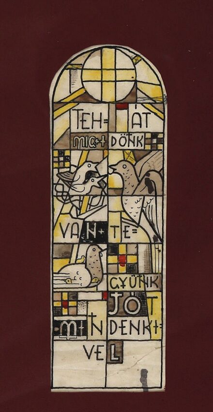 Stefán Henrik (1896 - 1971): "Tegyünk jót mindenkivel" 1930 üvegablakterv