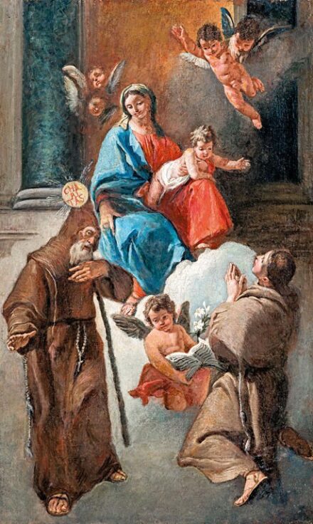 Fontebasso, Francesco (1707-1769): A felhőkön trónoló Madonna Paolai Szent Ferenccel és Páduai Szent Antallal, 1730-as évek   VÉDETT - NO EXPORT