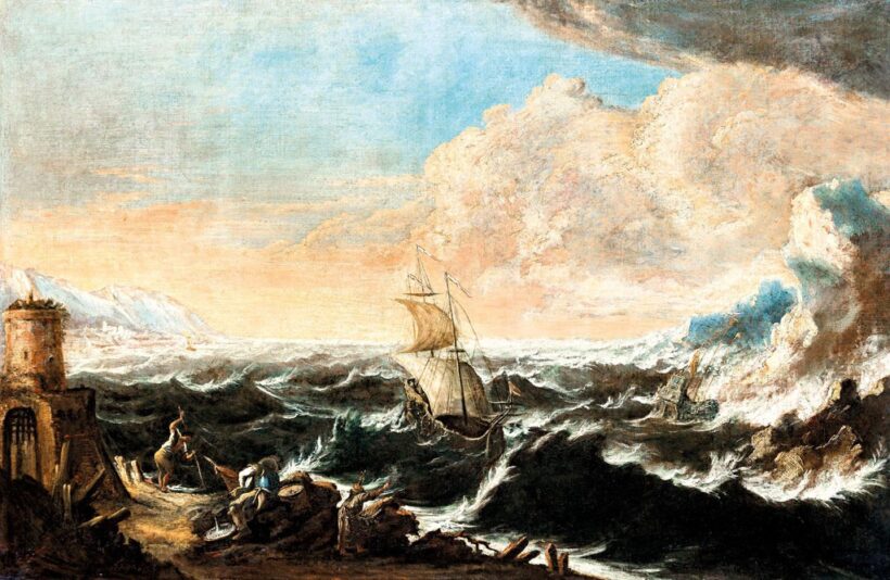 Peruzzini, Antonio Francesco (1646-1724): Viharos tenger vitorlással   VÉDETT - NO EXPORT