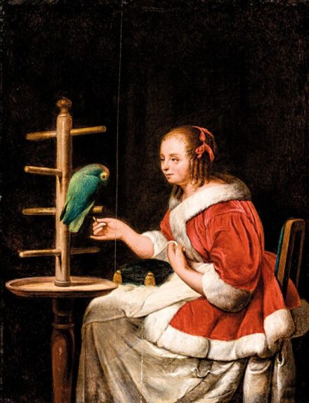 Mieris, Frans van id. (1635-1681) után, 1800 körül: Papagájt etető ifjú hölgy