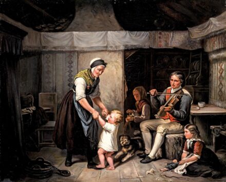 Osztrák festő, 19. sz. vége: Papa hegedül