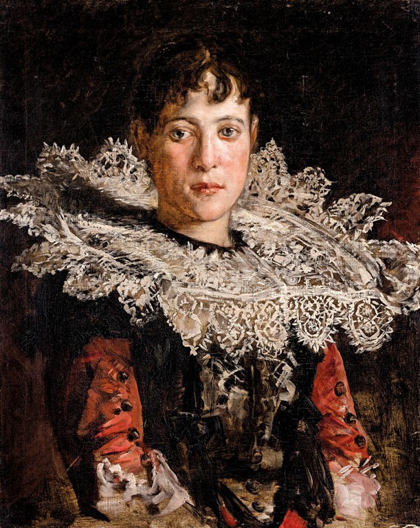 Osztrák festő, 19. sz. vége: Csipkegalléros lány portréja