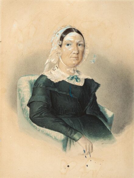 Riedly jelzéssel: Főkötős nő portréja, 1872