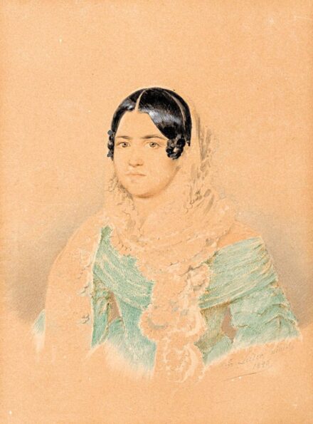Lieder, Friedrich Gottlieb (1780-1859): Hölgy csipkefátyollal, 1840