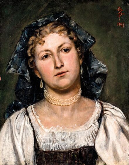 Zsolnay Júlia (1856-1950): Hölgy gyöngysorral, 1897