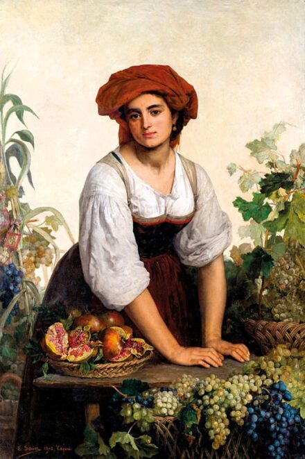 Sain, Edouard Alexander (1830-1910): Olasz lány gyümölcsökkel, 1872