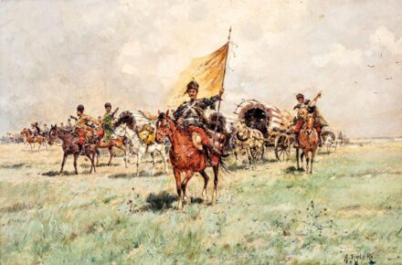 Rylski, Adolf (1864-?): Kozákok vonulása a sztyeppén