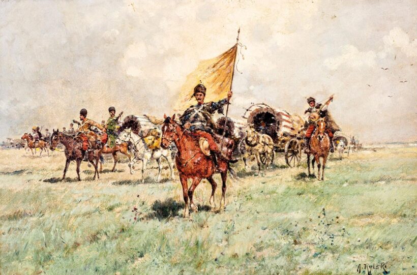 Rylski, Adolf (1864-?): Kozákok vonulása a sztyeppén
