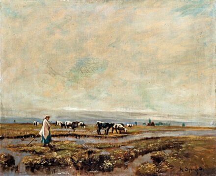 K. Spányi Béla (1852-1914): Tehéncsorda a vízparton