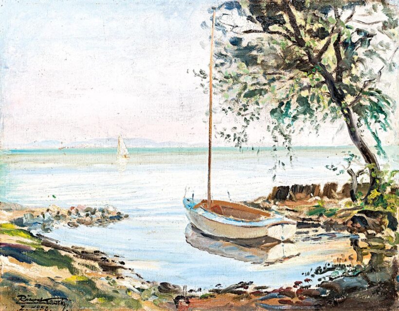 Rökk Károly (1891-1970): Balatoni fények és Vitorlás a Balatonon - párkép, 1958