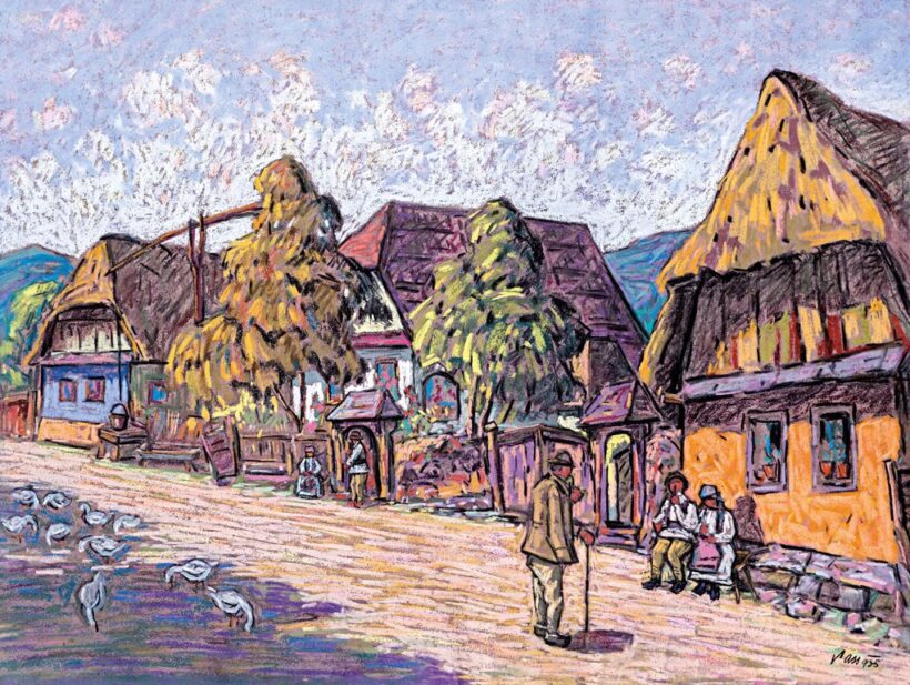 Vass Albert (1896-1969): Erdélyi utcarészlet beszélgetőkkel, 1935