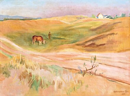 Bornemisza Géza (1884-1966): Domboldal tehenét legeltető pásztorral, 1956