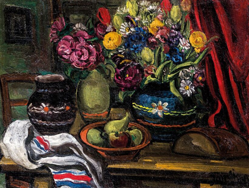 Jándi Dávid (1893-1944):  Csendélet őszi virágokkal és gyümölcsökkel,1941
