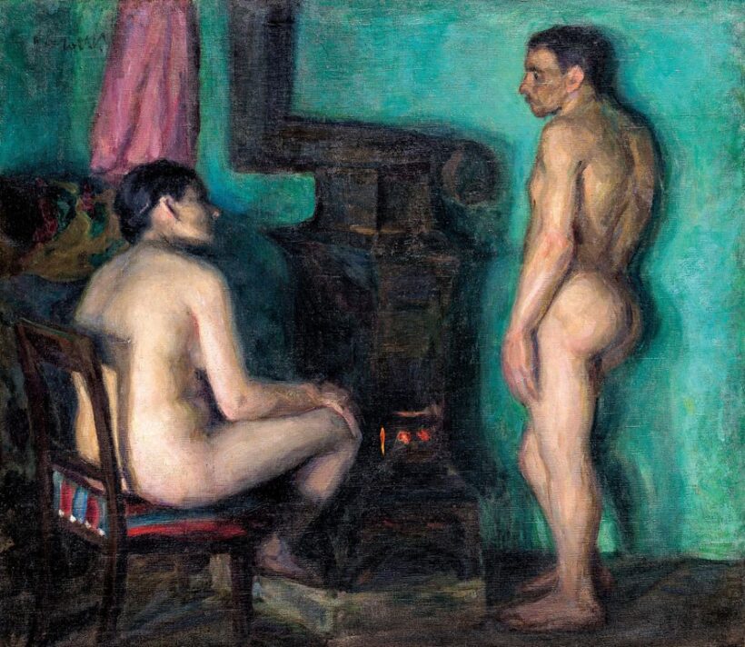 Perlrott-Csaba Vilmos (1880-1955): Nagybányi modellek (Alakok kályhánál) 1904-1905 között