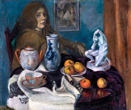 Schönberger Armand (1885-1974): Nő asztalnál (Enteriőrben)