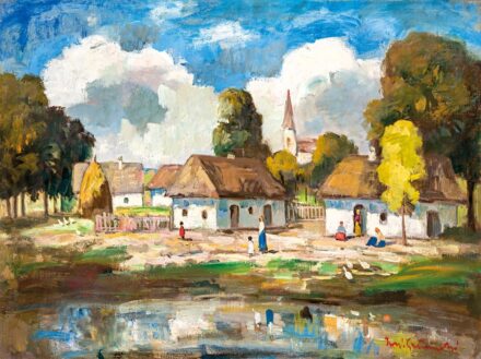 Iványi - Grünwald Béla (Somogysom, 1867 - Budapest, 1940) műhelye: Falu a patak mentén