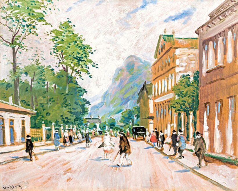 Berkes Antal (1874-1938): Városrészlet alakokkal