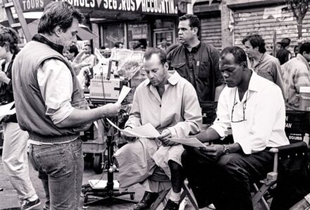 Bruce Willis és Samuel L. Jackson a "Die Hard with a Vengeance" című film forgatásán