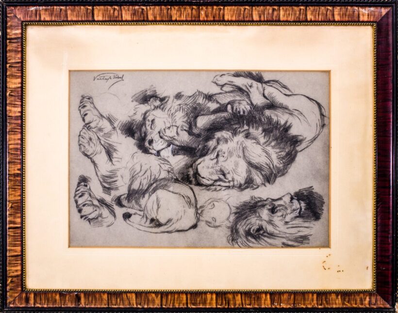 Vastagh Géza (1866-1919): Tanulmányrajz oroszlánokhoz - Image 2