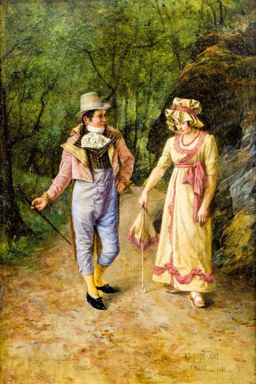 Kéméndy Jenő (1860-1925): Szerelmespár erdei sétán, 1888