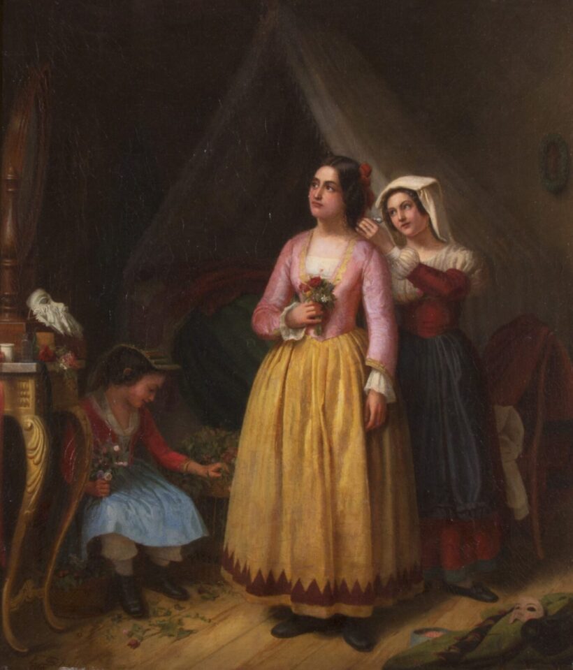 Friedrich Schaller (1812-1899): Készülődés a karneválra, 1860