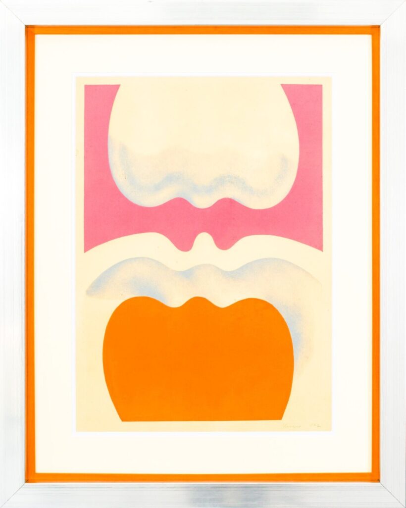 Keserü Ilona (1933-): Kompozíció narancsban és rózsaszínben (Sírkőmotívum), 1972 - Image 2