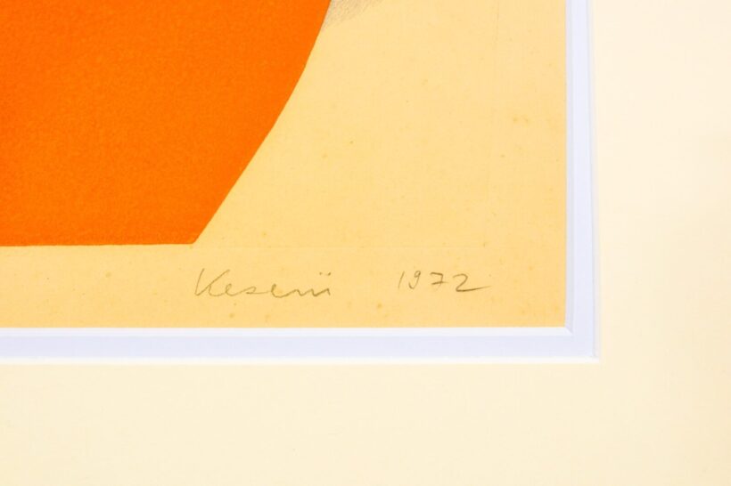 Keserü Ilona (1933-): Kompozíció narancsban és rózsaszínben (Sírkőmotívum), 1972 - Image 3