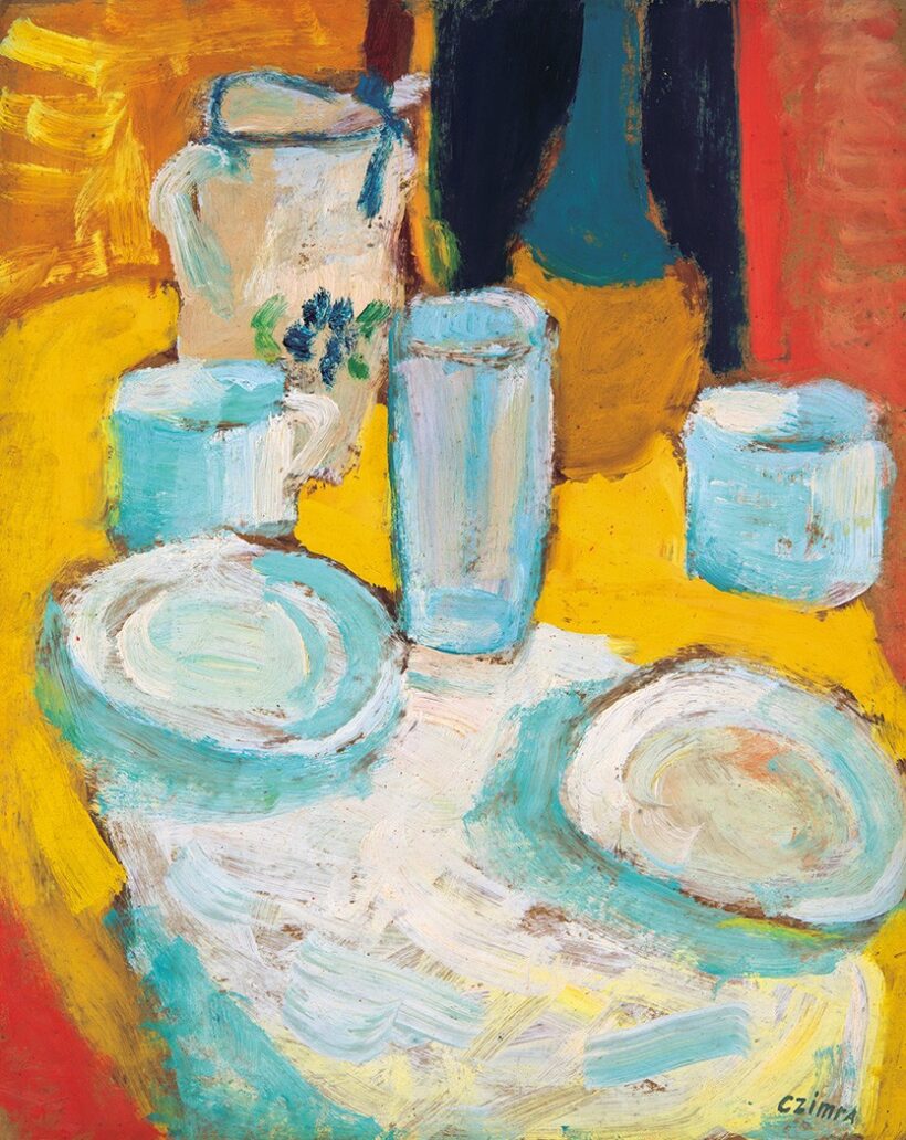 Czimra Gyula (1901-1966): Kancsós, poharas csendélet, 1961