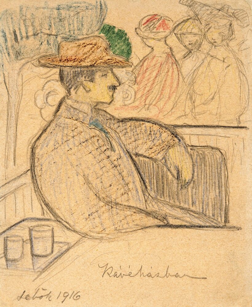 Sebők Margit (1879-?): Kávéházban, 1916