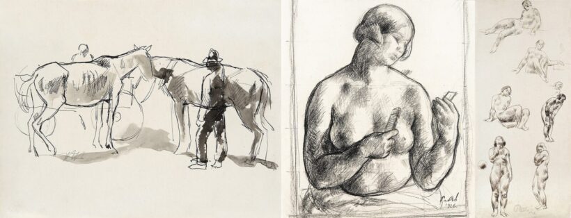 Patkó Károly (1895-1941): Kocsis, Fésülködő, Alaktanulmányok, 1928