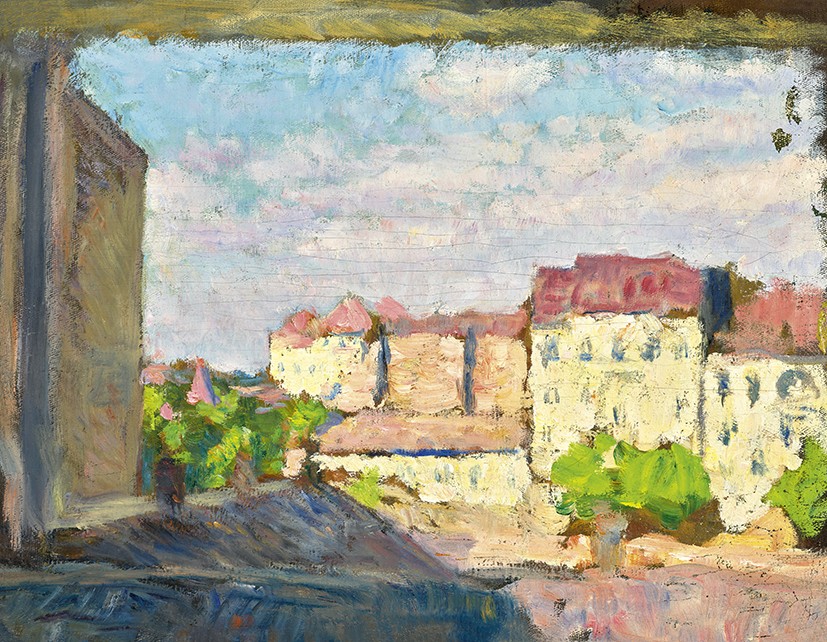 Ismeretlen magyar festő 1900-as évek eleje: Házak között, 1900-as évek eleje