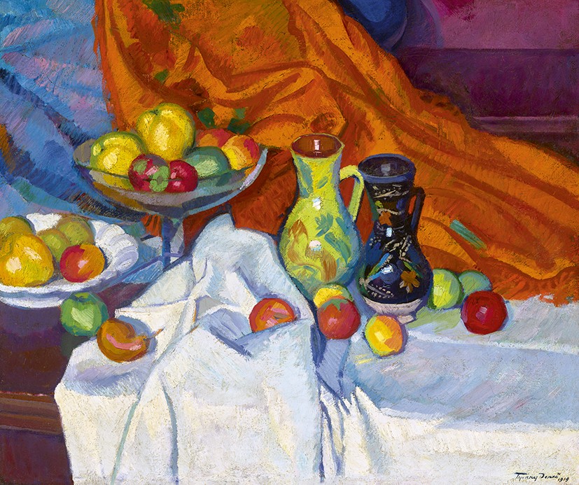 Tipary Dezső: Csendélet gyümölcsöstállal, 1919