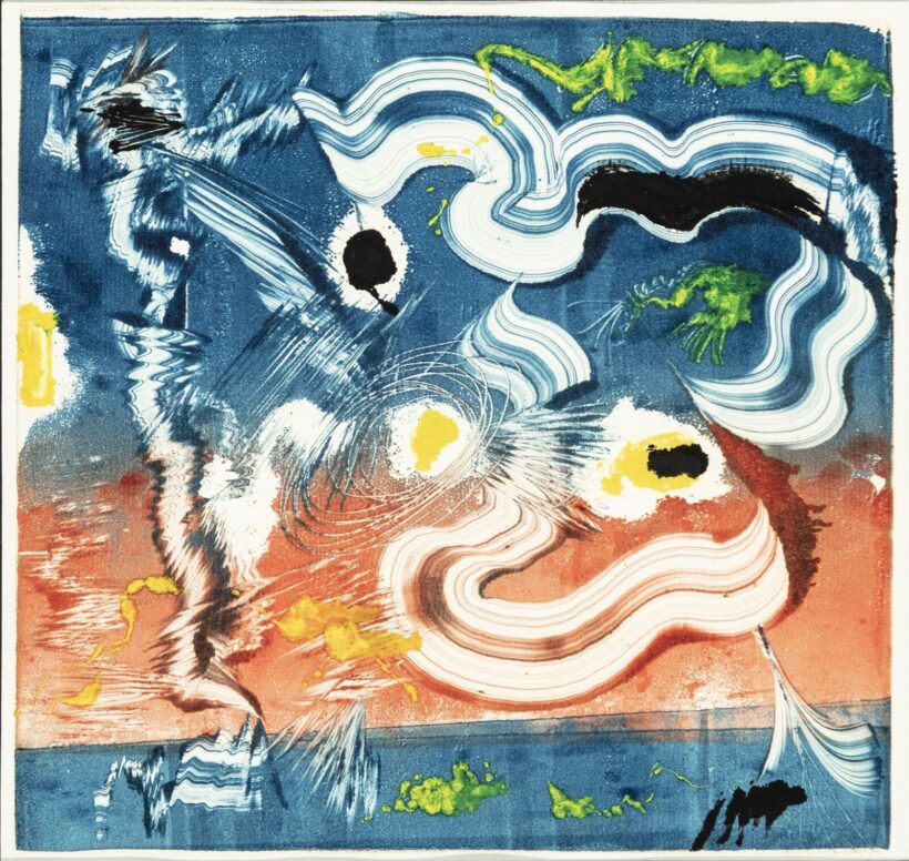 Hincz Gyula (Budapest, 1904 - Budapest, 1986): Vörös és kék, 1986