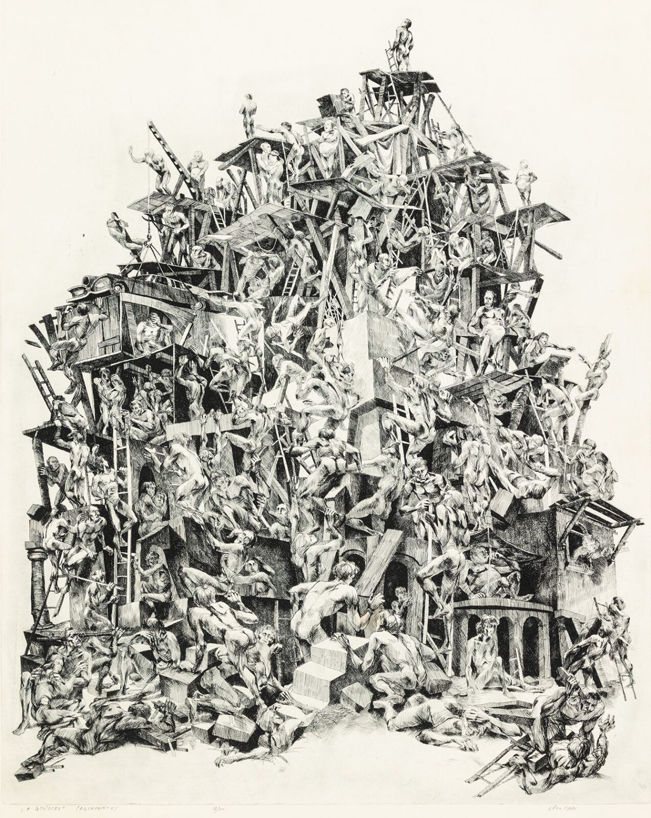 Ismeretlen művész Vass jelzéssel Győztes, 1981: Rézkarc, papír