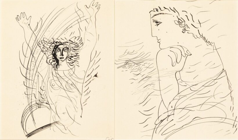 Hincz Gyula (Budapest, 1904 – Budapest, 1986): Figurális kompozíciók (2 darab grafika)