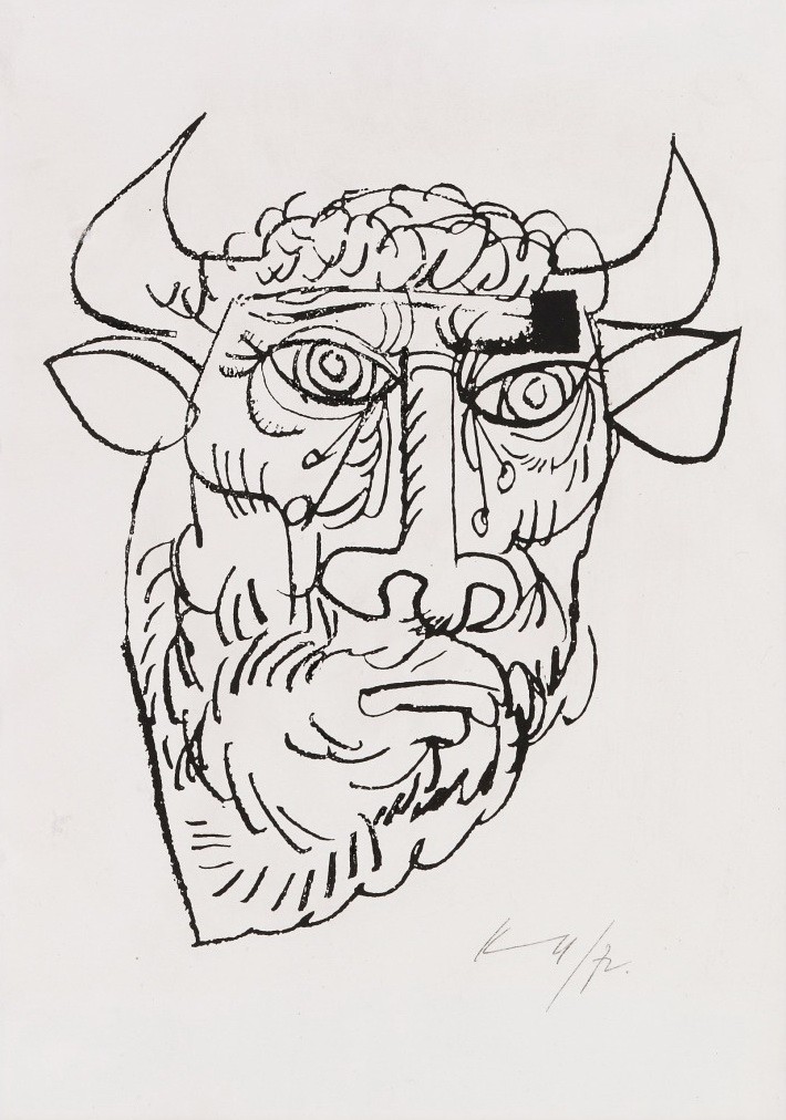 Kass János (1927 - 2010): (Devecseri G.:) Bikasirató illusztrációhoz - variáció