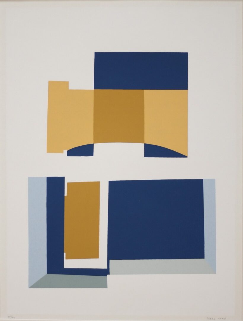 Mark, Anna (1928): Ezüst alapon kék/sárga, 1990