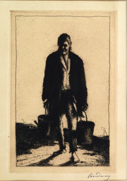 Rudnay Gyula (1878 - 1957): Vízet hordó, a mű alatt Tamás Henrik (mint kiadó) kézírásával: Beron Gyula úr különpéldánya (!)