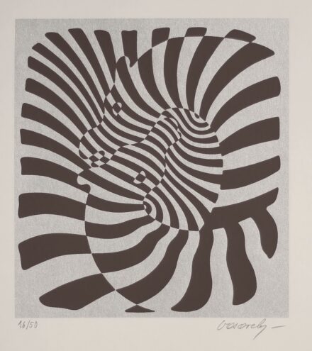 Vasarely Viktor (1908 - 1997): Zebra, ezüst alapon