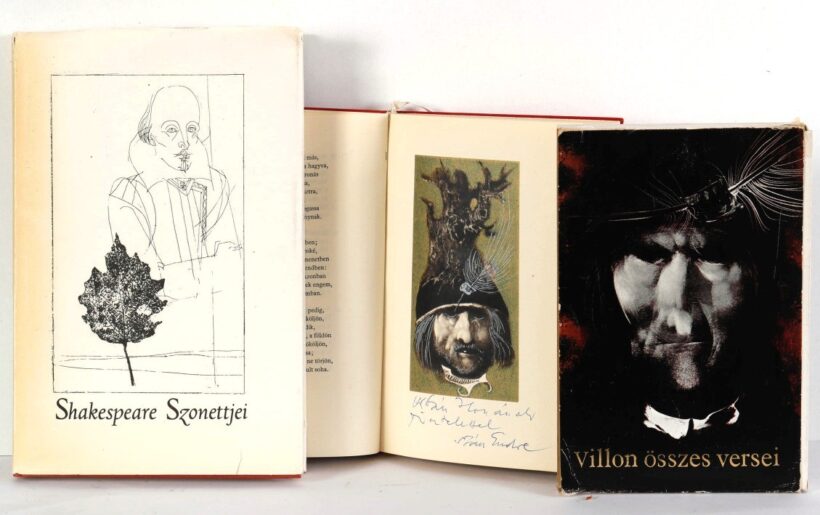Helikon kiadó 2 illusztrált könyve:: Villon összes  /Szász Endre és Shakespeare szonettjei /Würtz  Ádám
