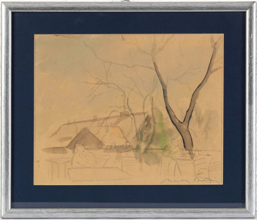 Barta István (1892 - 1976): Kertvendéglőben (vázlat) - Image 2